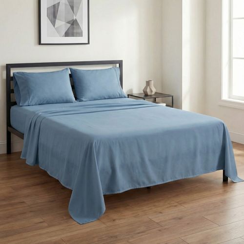 Jogo de Cama Casal 4 Peças Twill Liso azul jeans - Pernambucanas Casa