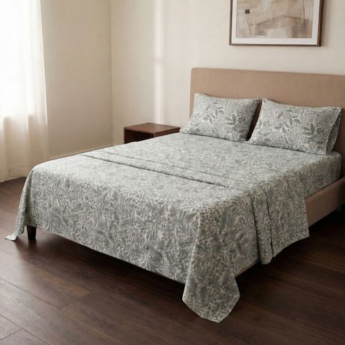 Jogo de Cama Casal 4 Peças Garden Leafs com estampa floral bege 100% Poliéster - Pernambucanas Casa