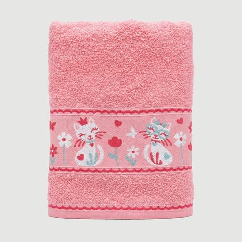 Toalha de Banho Infantil Felpuda com Bordado Gatinho Rosa Escuro - Pernambucanas Casa