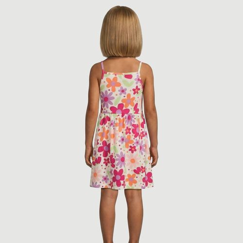 Vestido Infantil Sem Manga Floral Colorido - Yeapp