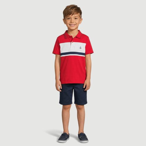 Camisa Polo Masculina Manga Curta Náutica Vermelha - Yeapp