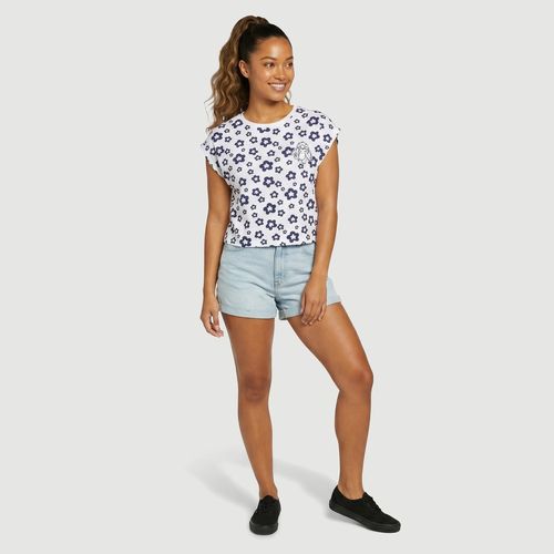 Blusa Feminina Manga Morcego Bordado Stitch Floral - Disney