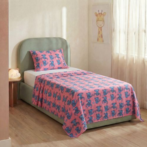 Jogo De Cama Malha Stitch Estampado Rosa - Disney
