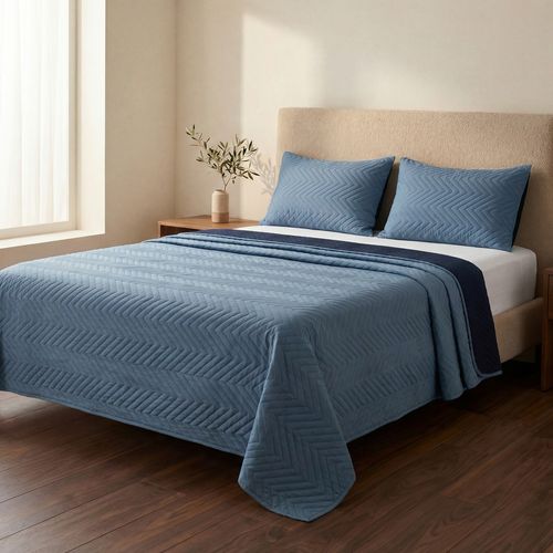 Colcha Casal Microfibra Lisa Azul - Pernambucanas Casa