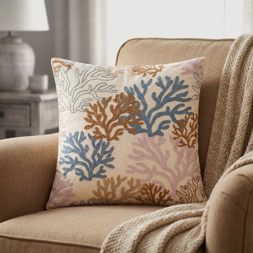 Capa Almofada Bordada 43X43 Cm Creme - Pernambucanas Casa