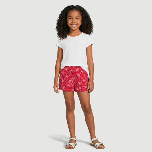Short Feminino Curto Com Estampa Floral Vermelho - Yeapp