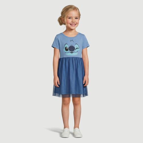 Vestido Infantil Com Tule Stitch Azul - Disney