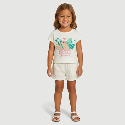 Blusa Infantil Manga Curta Creme - Toys & Kids