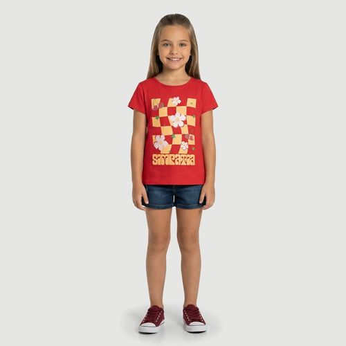 Blusa Infantil Manga Curta Frase Vermelha - Yeapp