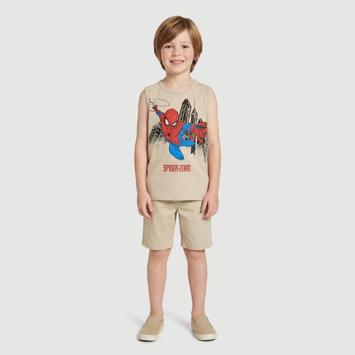 Conjunto Masculino Regata Spider-Man Bege - Marvel