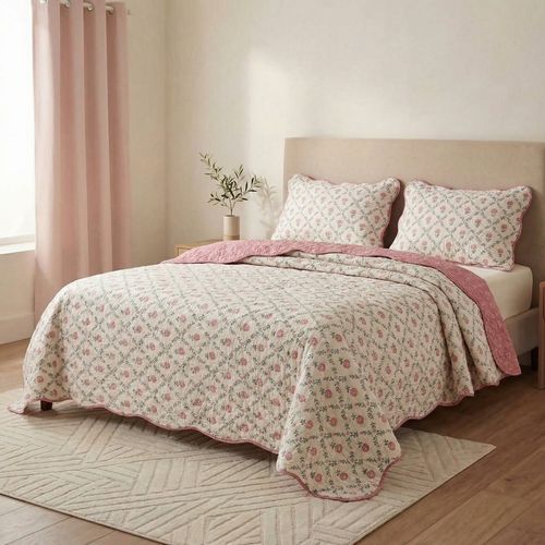 Colcha Casal Matelada Floral Bege - Pernambucanas Casa