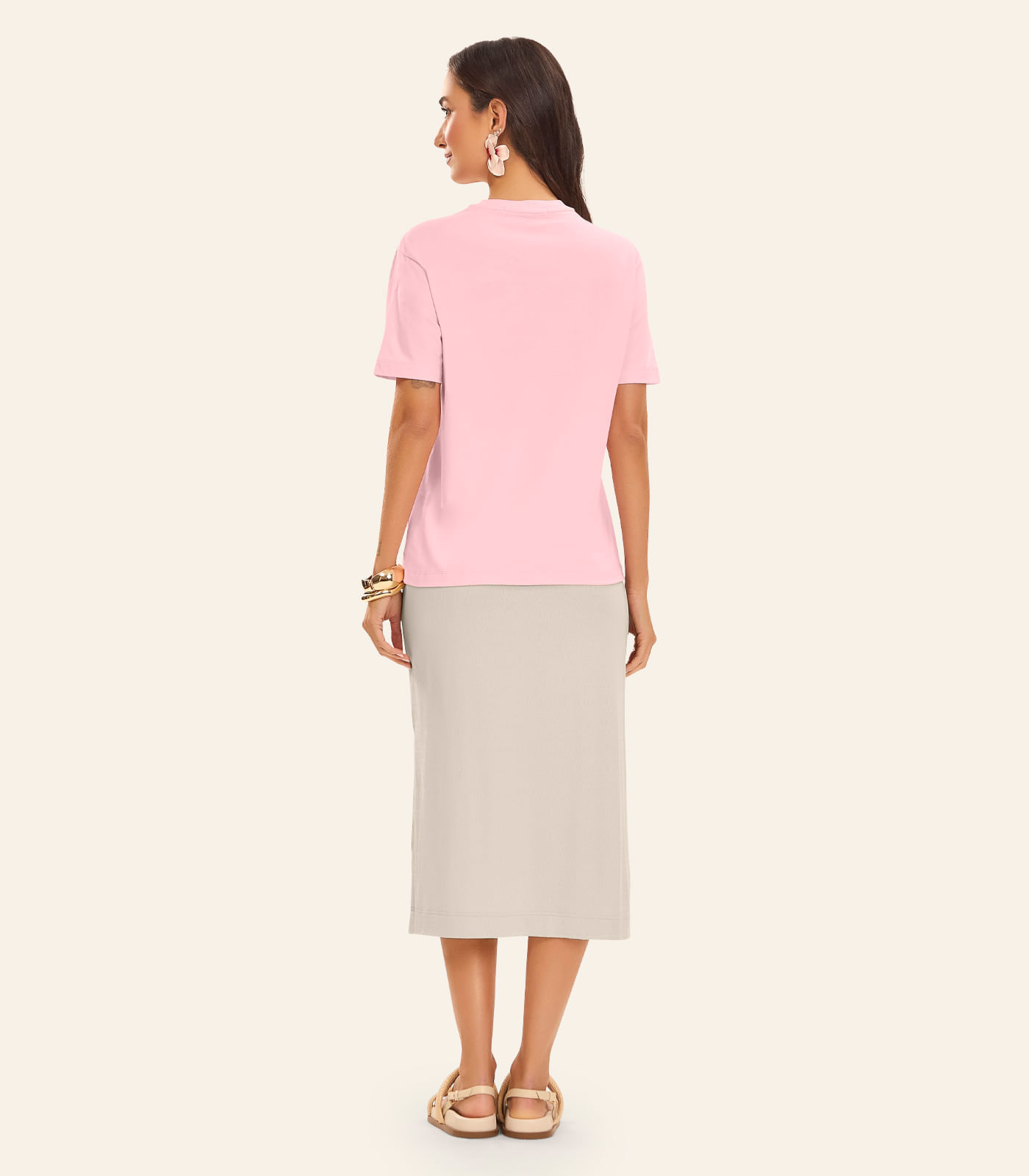 T- Shirt Overzised Meia Malha Feminina Rovitex Rosa