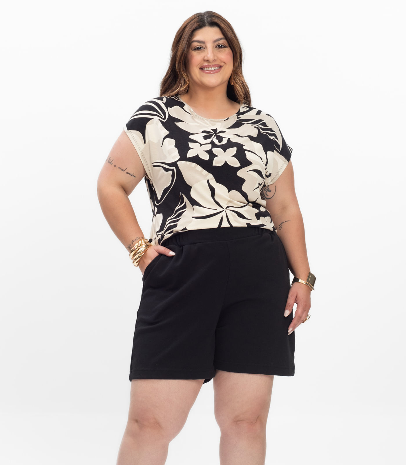 Shorts Feminino Plus Size Secret Glam Preto | FastStore PDP