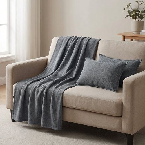 Manta Cinza Liso Pnb Decor