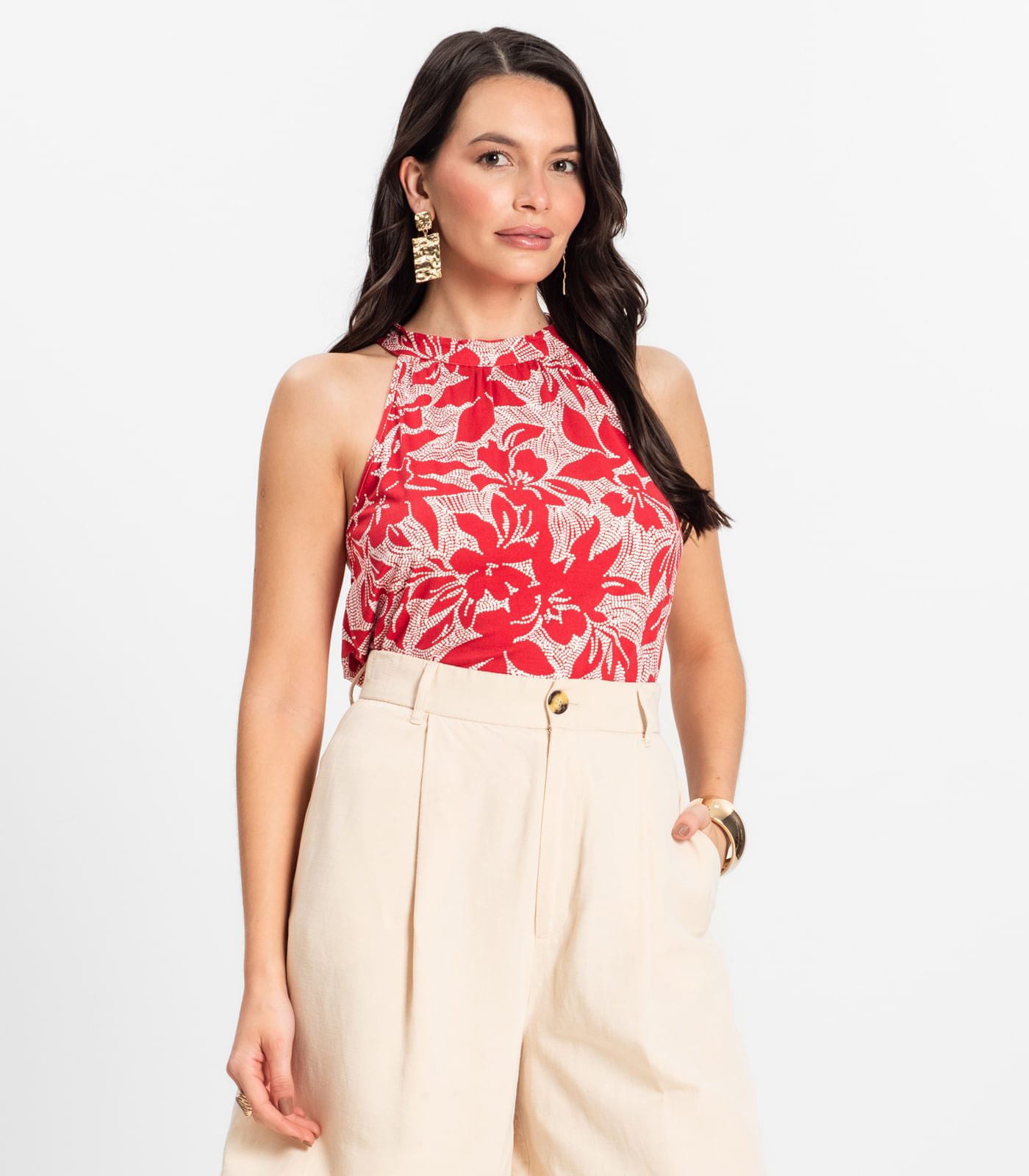 Regata Feminina em Viscotorcion Rovitex Vermelho