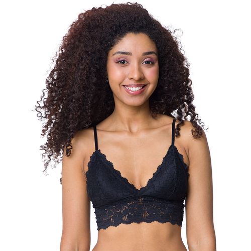Sutiã Top Triângulo Renda Preto