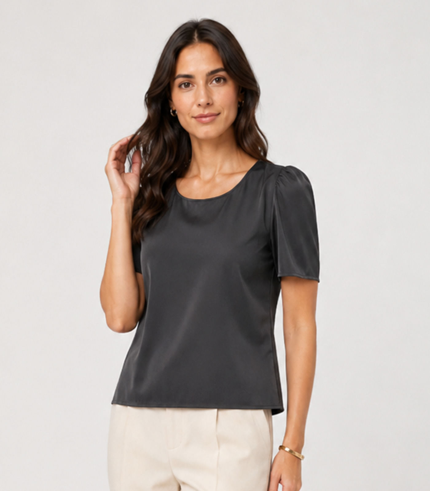 Blusa Feminina Em Malha Langui Infinita Cor Cinza