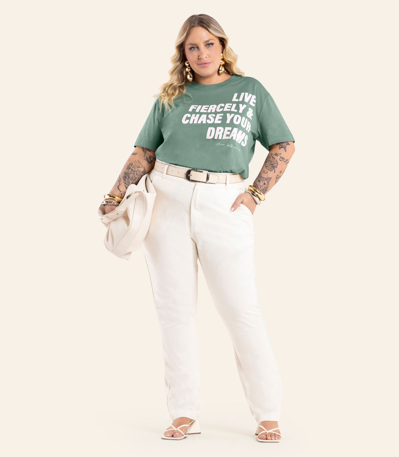 T-Shirt Feminina E Estampa Meia Malha Secret Glam Verde