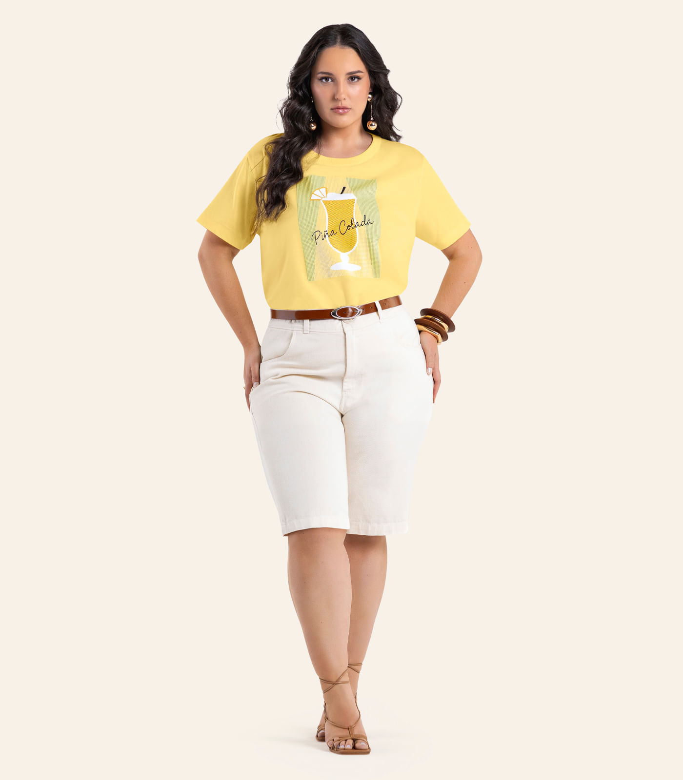 T- Shirt Feminina Estampa Pina Colada Secret Glam Amarelo