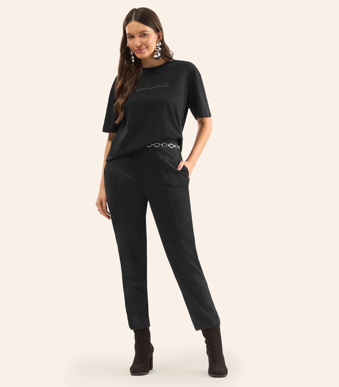 T-Shirt Feminina Manga Curta Estilosa Rovitex Preto