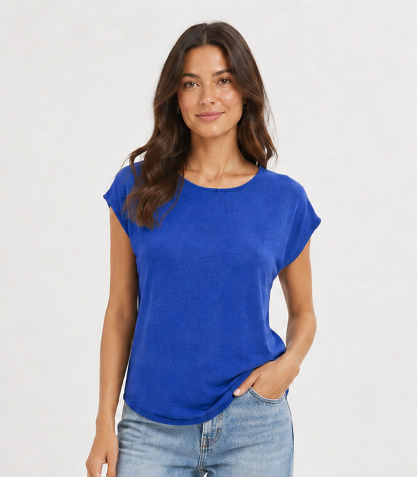 Blusa Feminina Básica Em Malha Golf Infinita Cor Azul