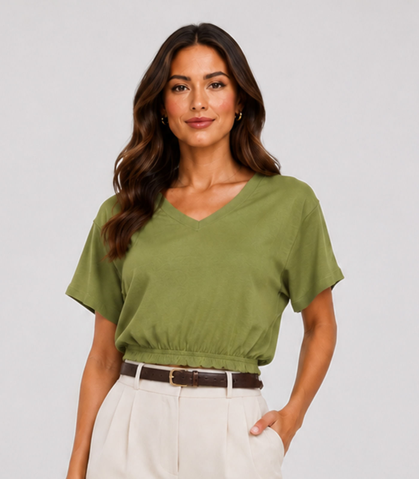 Blusa Feminina Com Decote Em V Infinita Cor Verde