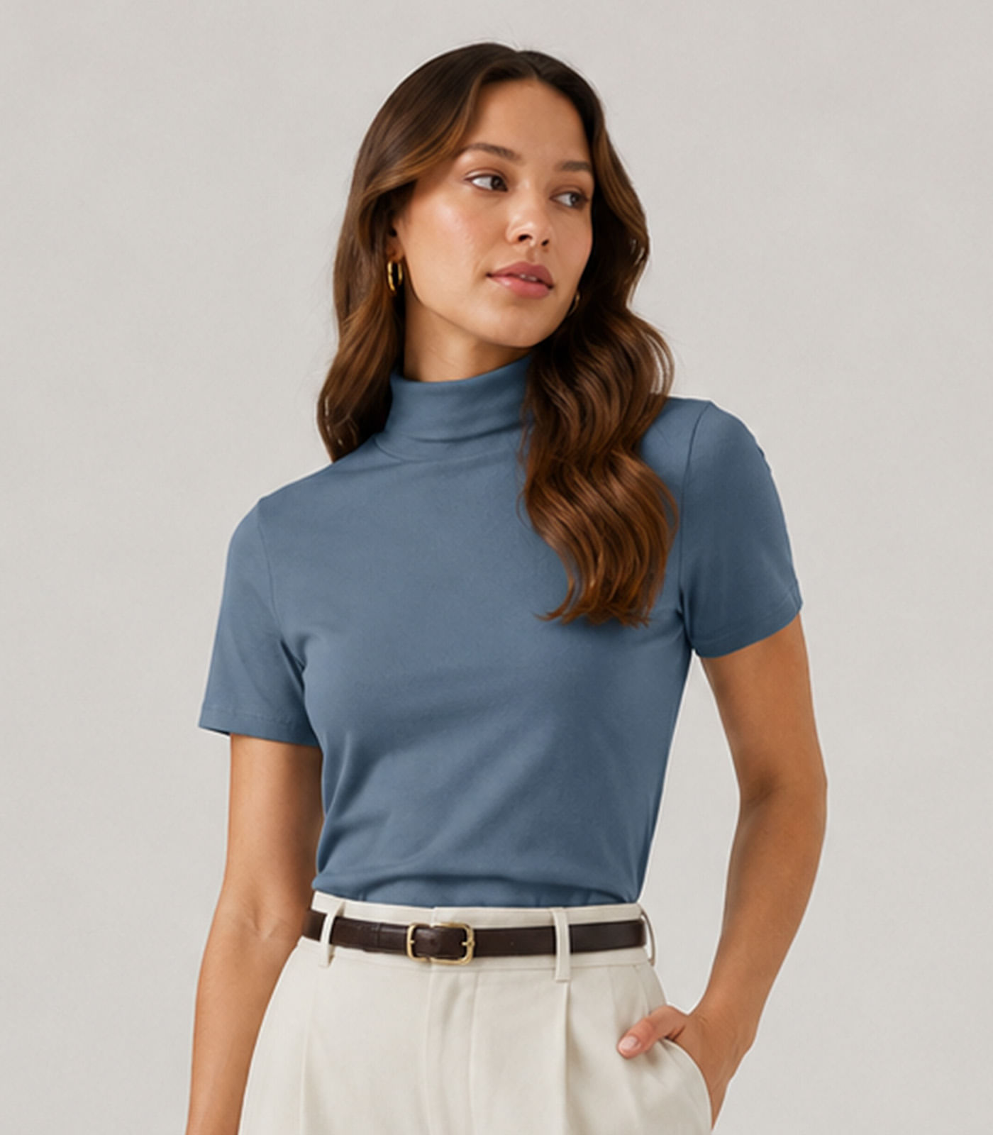 Blusa Feminina Ribana Gola Mais Alta Infinita Cor Azul
