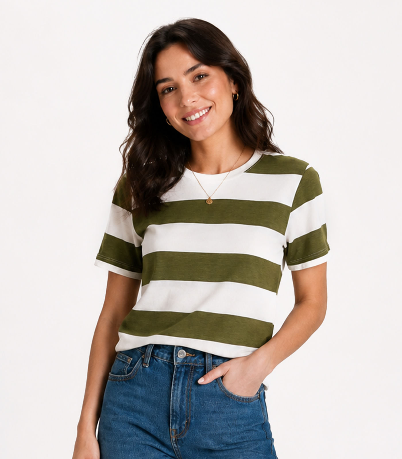 Blusa Feminina Estampada Viscotorcion Infinita Cor Verde