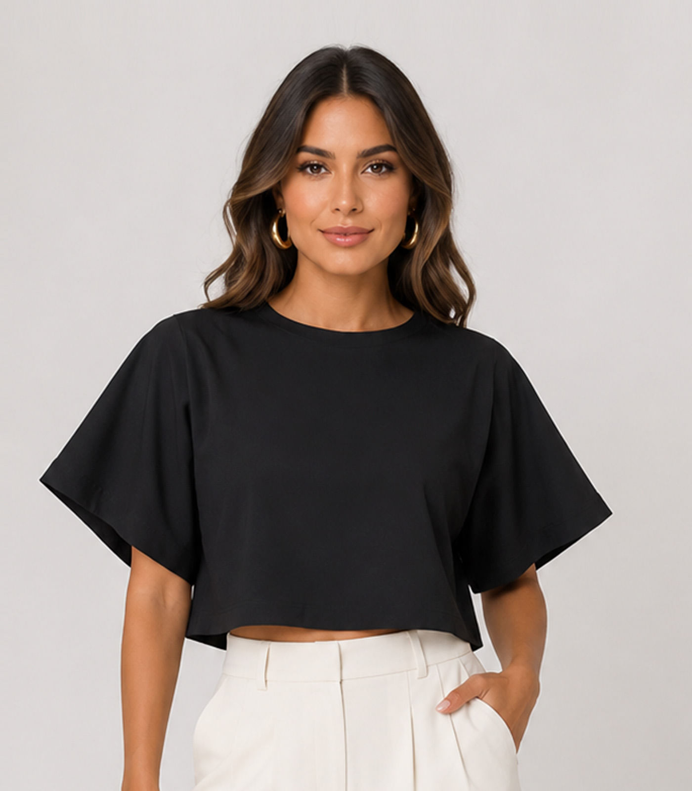 Blusa Feminina Em Malhão Flamé Infinita Cor Preto