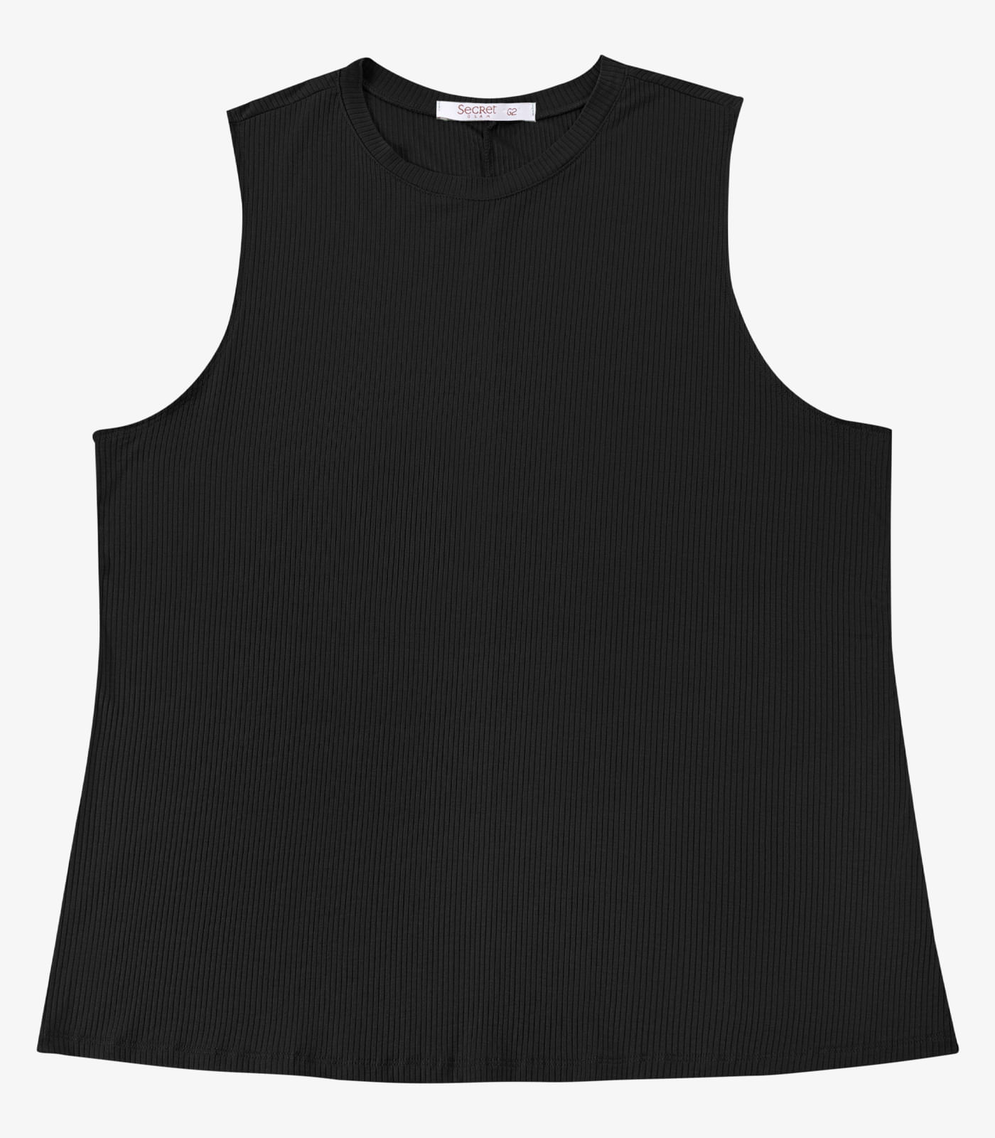 Regata Feminina Canelada Plus Size Secret Preto