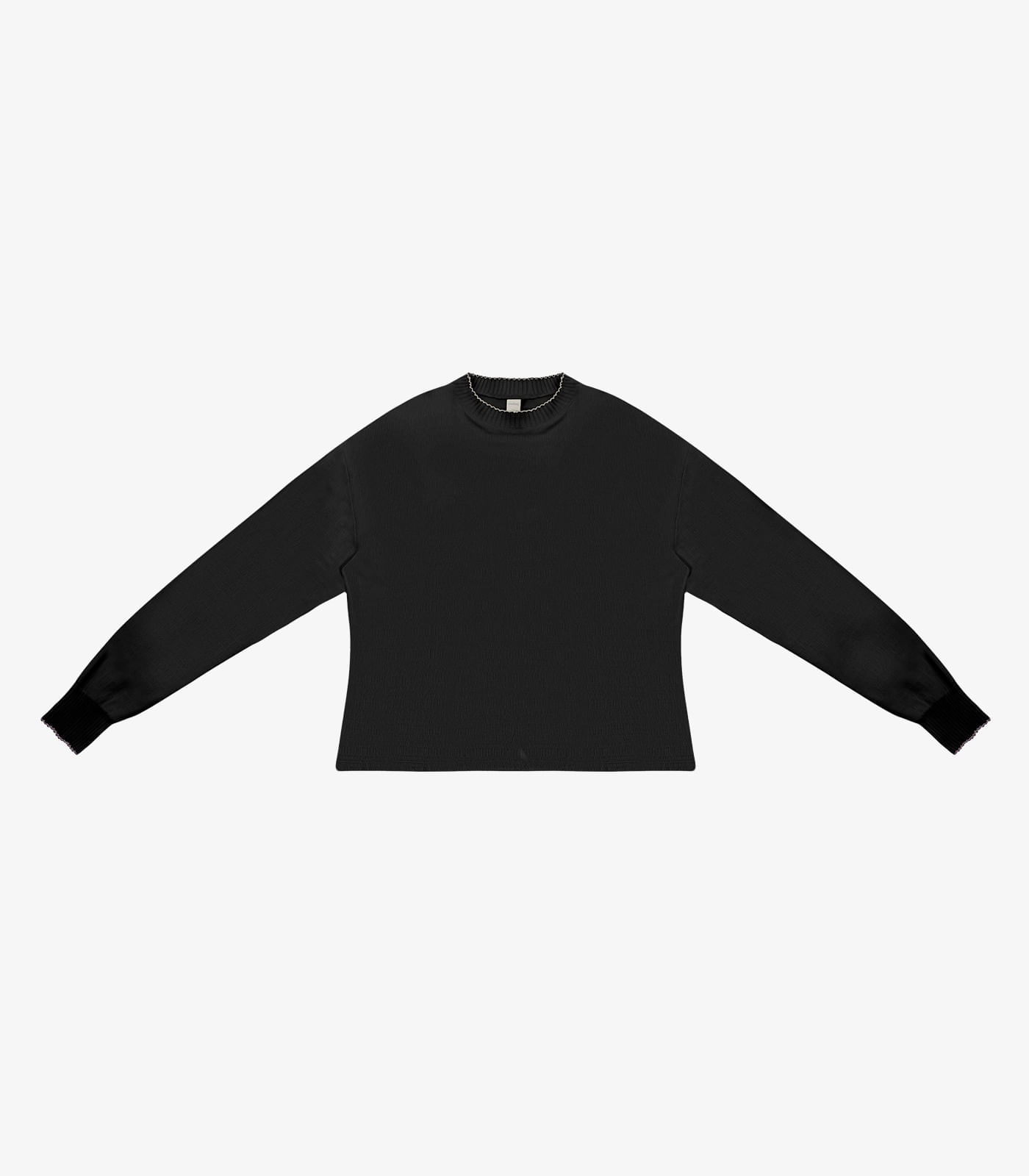 Blusa Feminina Manga Longa Com Retilínea Rovitex Preto
