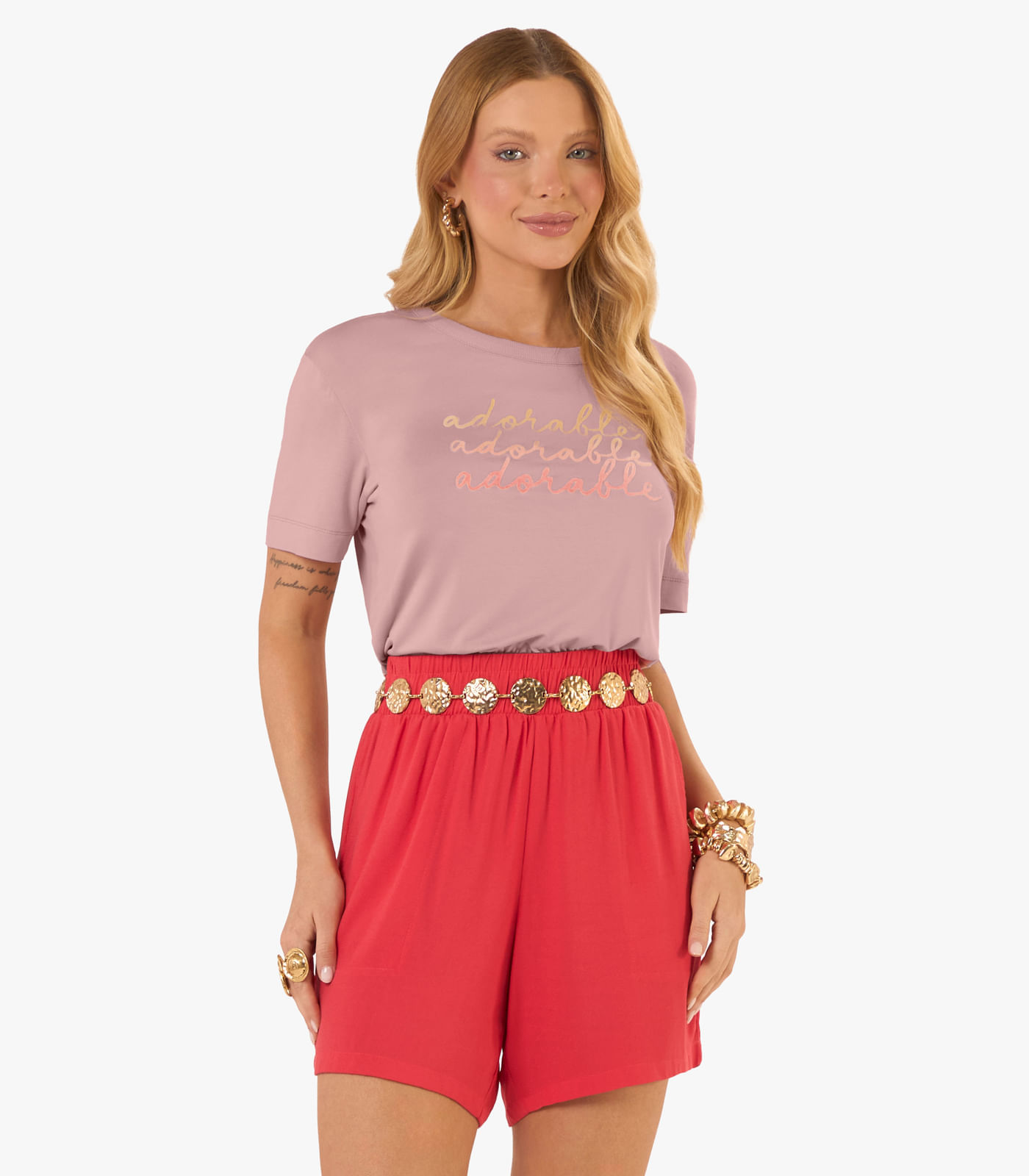 Blusa Feminina Viscotorcion Com Estampa Rovitex Rosa
