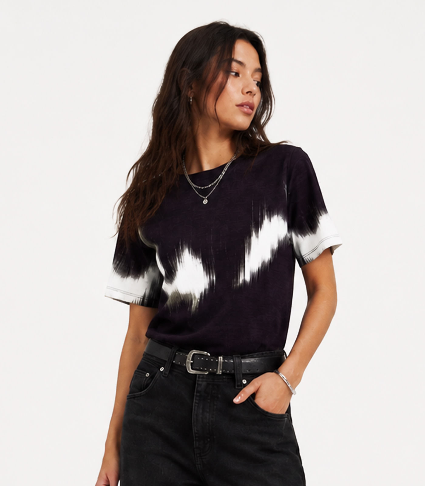 Blusa Feminina Estampada Viscotorcion Infinita Cor Preto