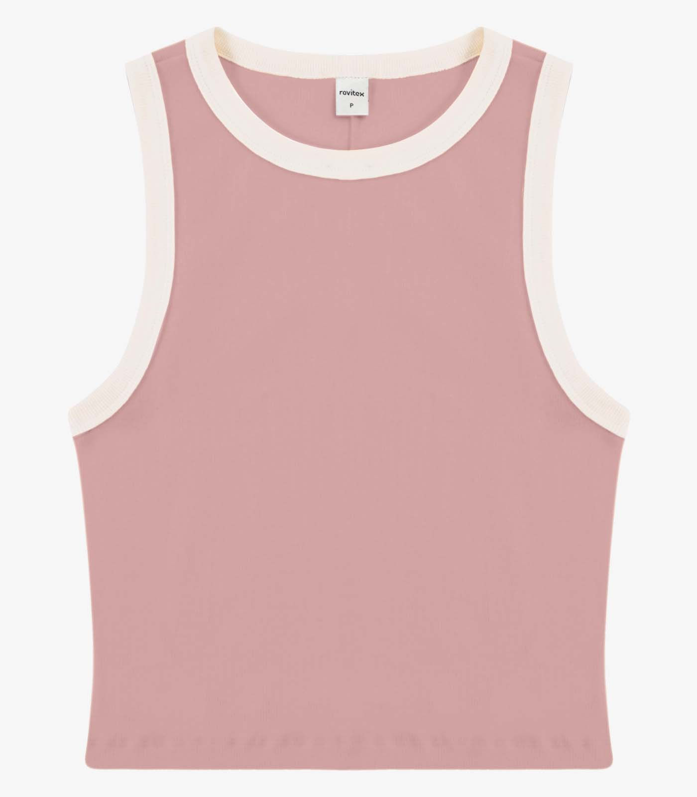 Regata Feminina Básica Ribana Com Detalhe Rovitex Rosa
