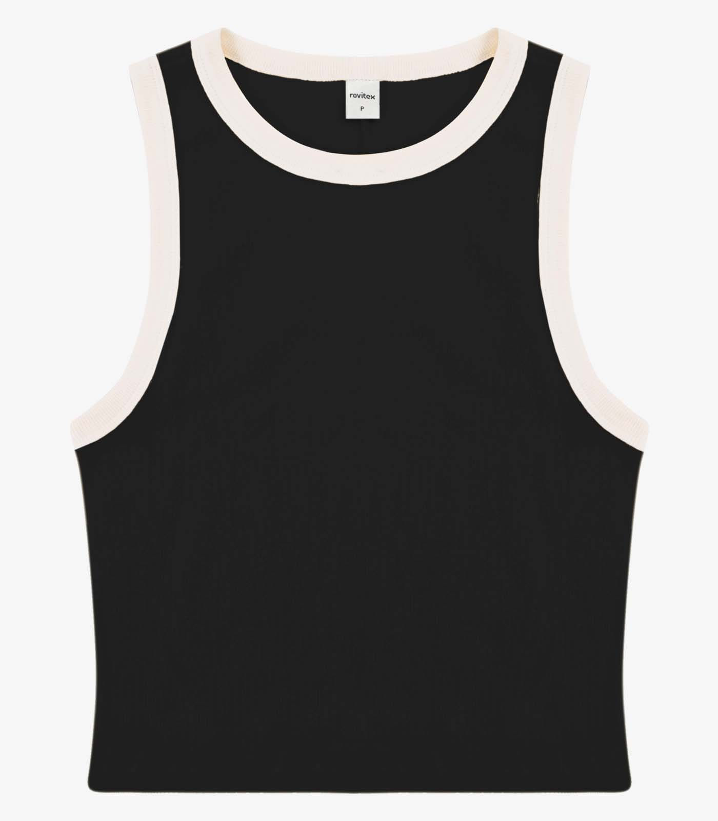 Regata Feminina Básica Ribana Com Detalhe Rovitex Preto