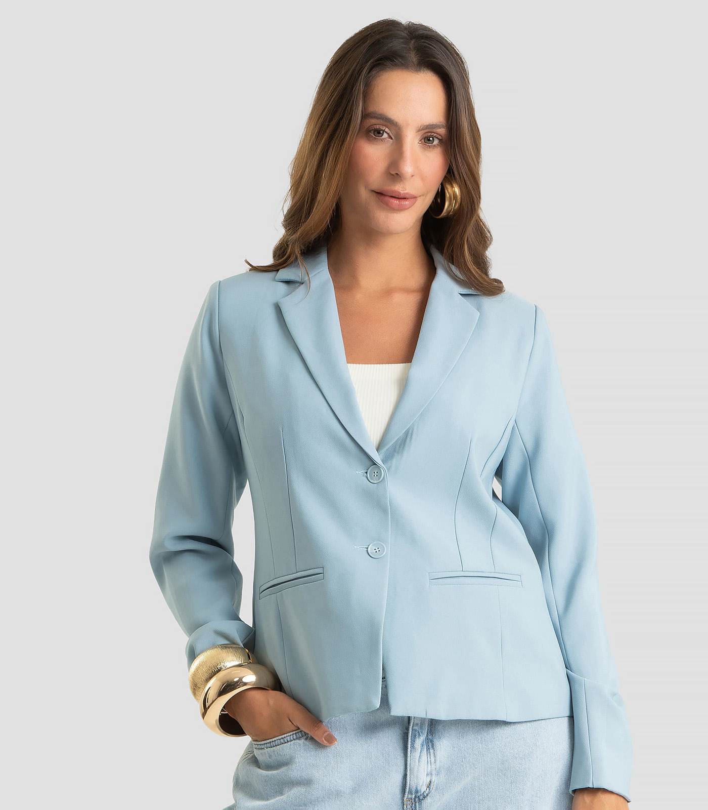 Blazer Feminino Em Alfaiataria Forrado Endless Azul | FastStore PDP