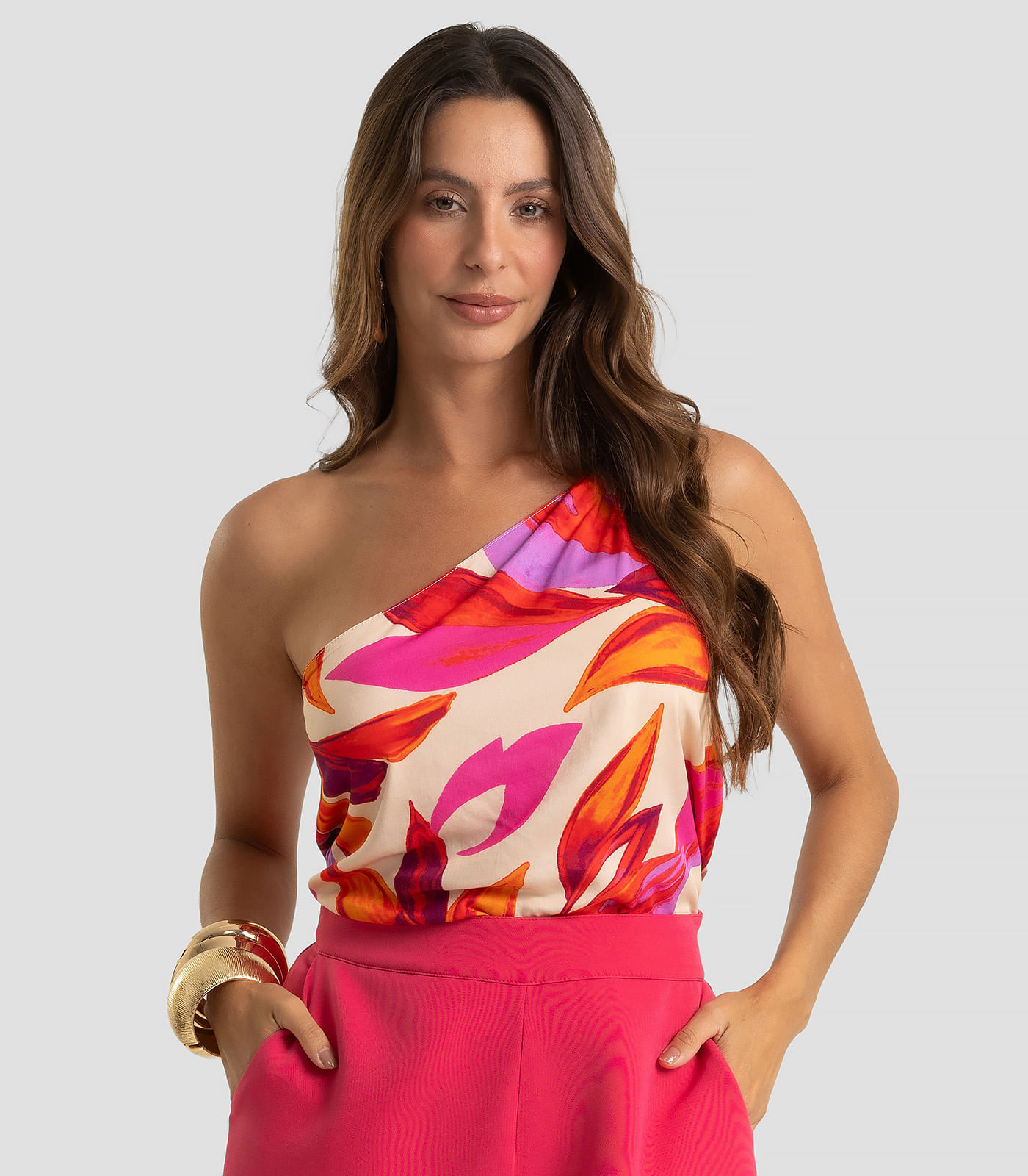 Regata Feminina Em Viscose Khyara Acetinada Dianna Laranja