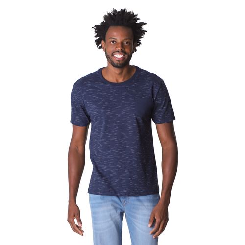 Camiseta Masculina Manga Curta Com Bolso Azul Marinho