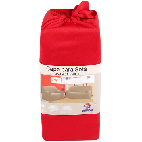 Capa De Sofa Malha 3 Lugares - Vermelho