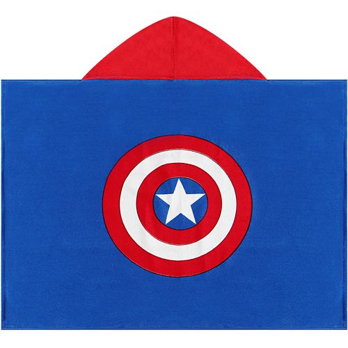 Toalha De Banho Capuz Capitão America Aveludada 70X90Cm