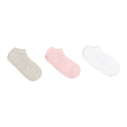 Kit 3 Pares Meias Invisíveis Rosa/Mescla/Branco