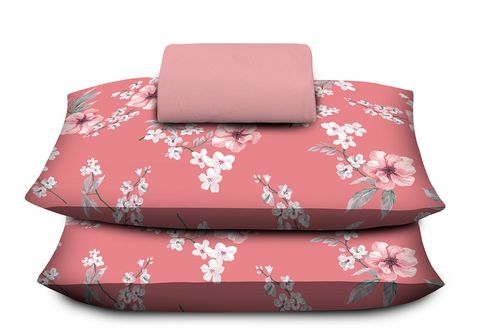 Jogo De Cama L 3 Peças Valença Malha Rosa/Floral