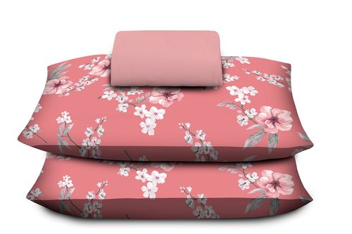 Jogo De Cama Casal  3 Peças Valença Malha Rosa/Floral