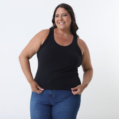 Blusa Feminina Alça Larga Cotton Preta