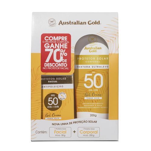 Australian Gold Protetor Solar Corporal E Facial Fps 50 200G/50G Promopack