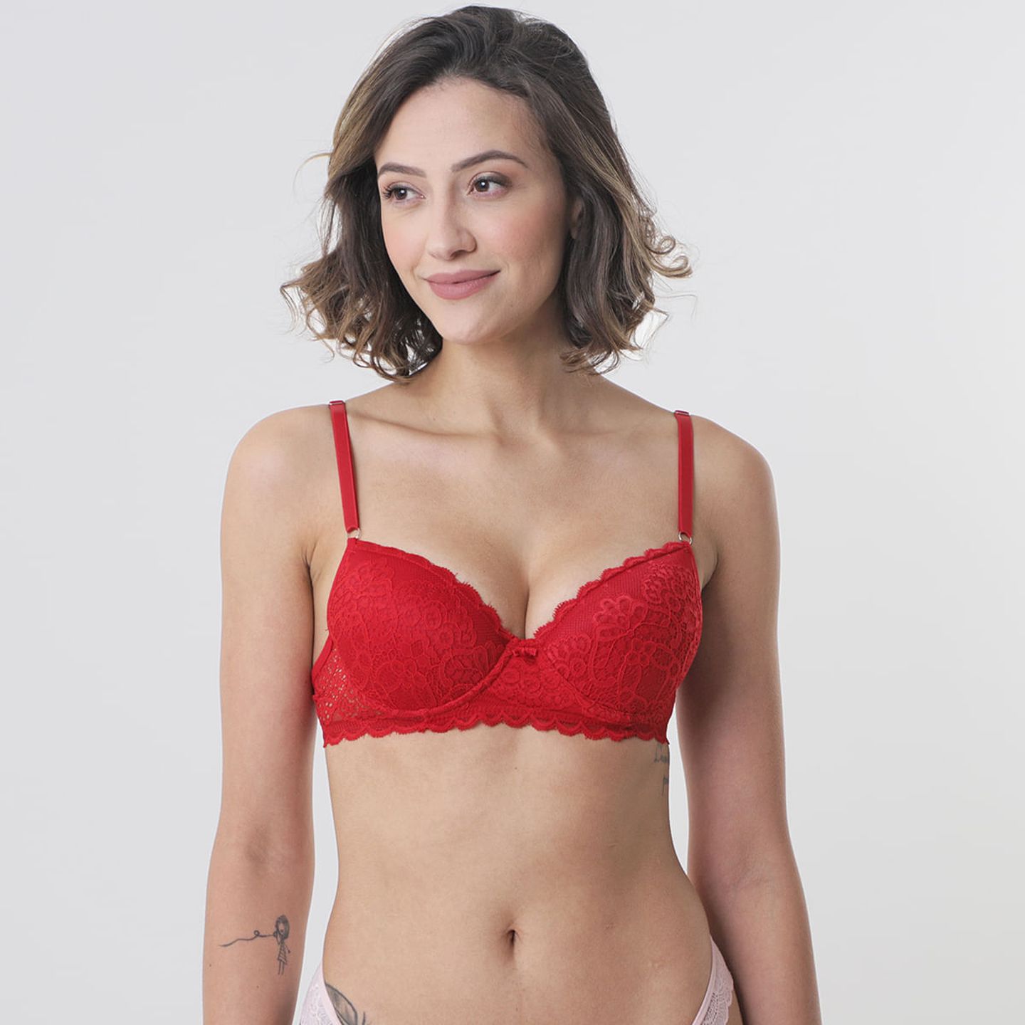 Sutiã Base em Microbra com Bojo Oco e Detalhes em Renda Floral