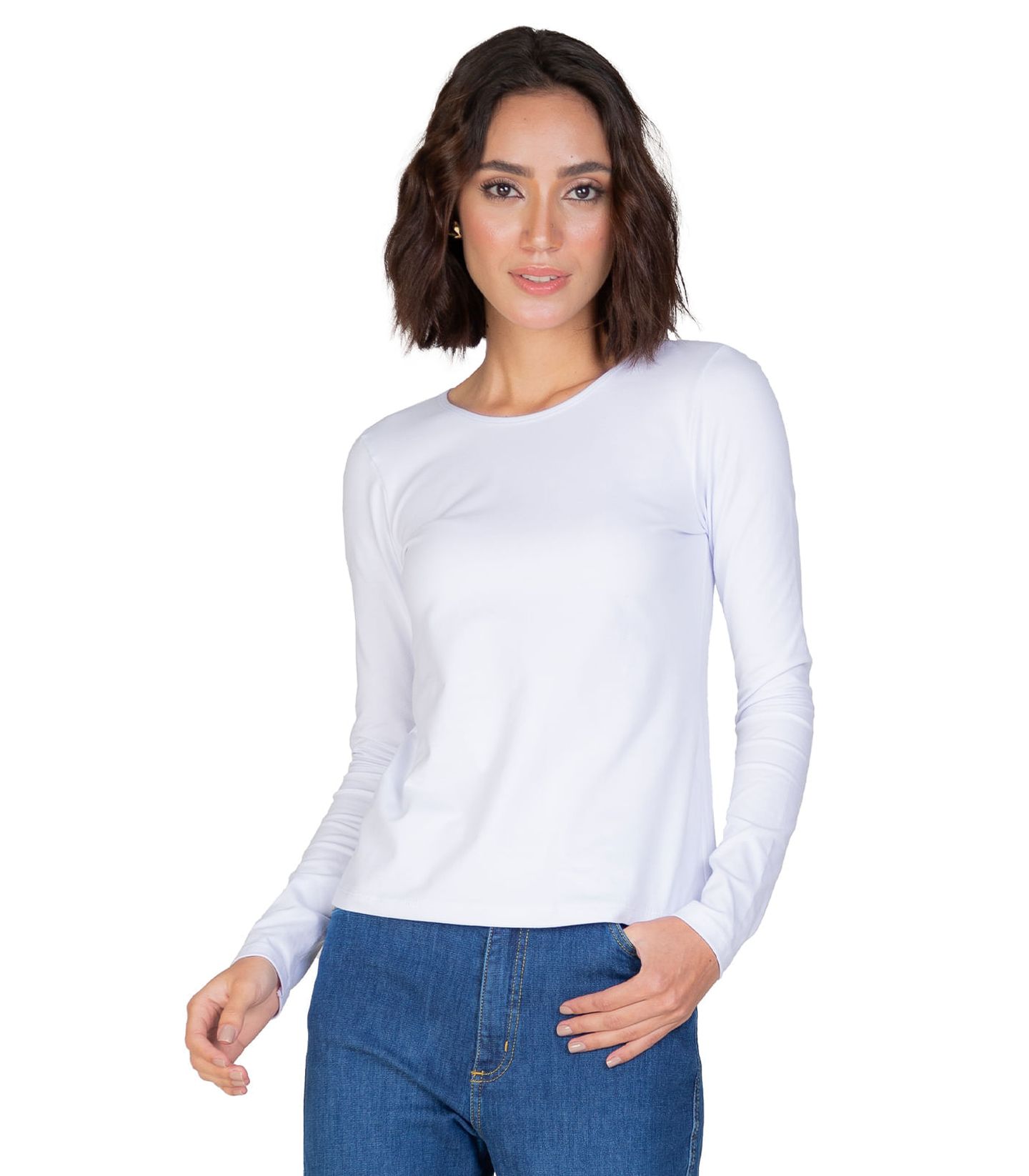 Blusa Manga Longa Básica Select Branco