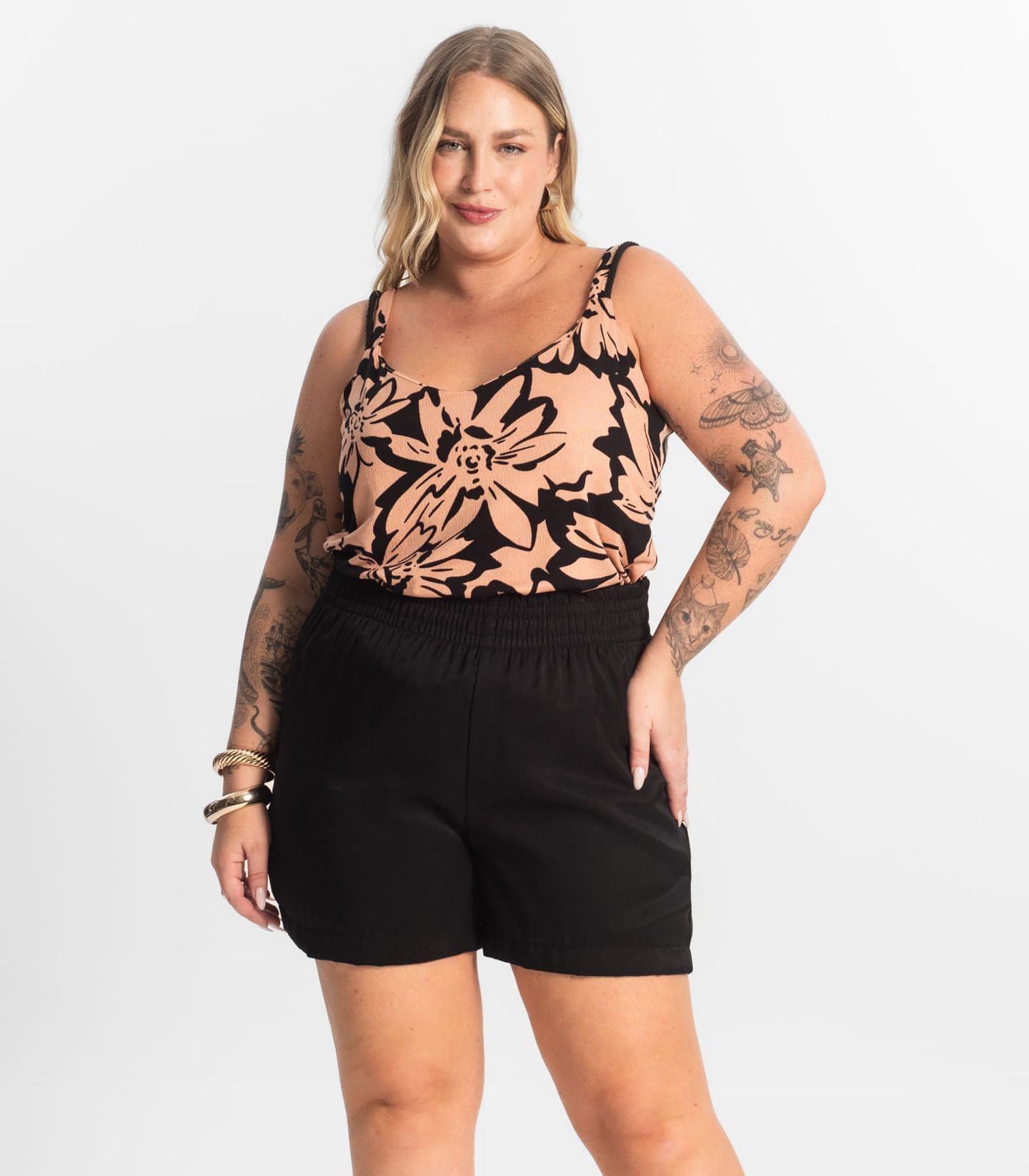 Shorts Tecido Favo Plus Size Secret Glam Preto | FastStore PDP