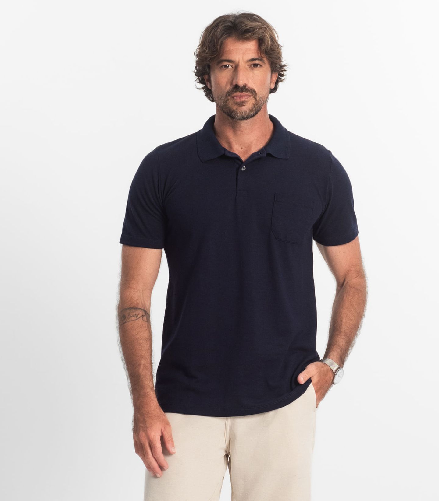 Polo Masculina Pique Diametro Azul | FastStore PDP