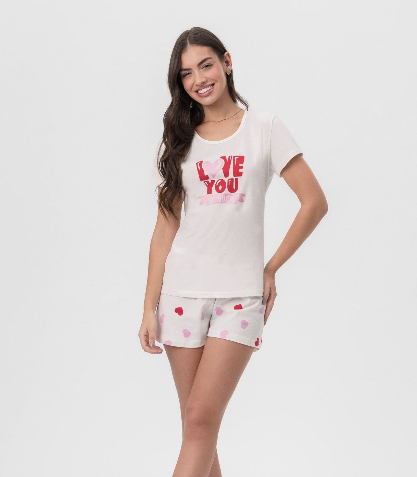 Short Doll Feminino Corações Mensageira Da Paz Branco | FastStore PDP